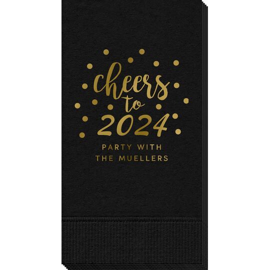 Confetti Dots Cheers to the New Year Guest Towels